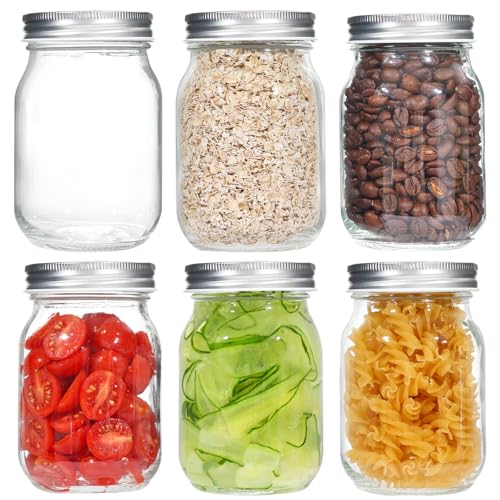 6 Pezzi Barattoli Per Conserve 500 Ml, Barattoli Vetro Ermetici Con Tappo, Vasetti Per Marmellata, Barattolo Di Stoccaggio Alimentare Per Marmellate,