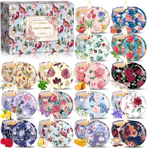 Zpqaodi Candele Profumate Regalo Set, Candele Profumate Bomboniere,Candele Per Aromaterapia,Candele Decorative,16 Set Cera Di Soia Per Anniversario Ma