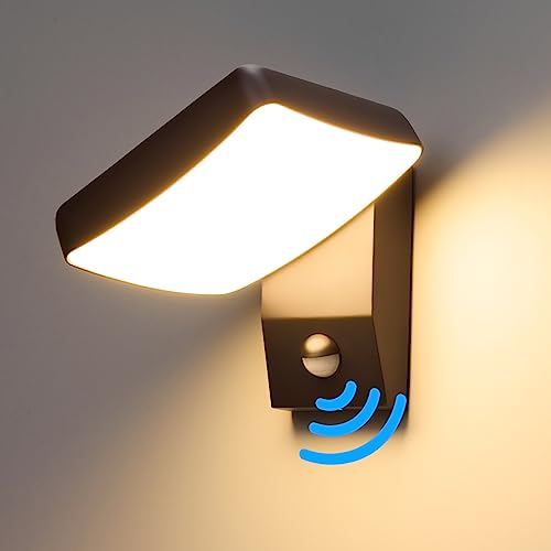 Bojim Applique Da Esterno Con Sensore Di Movimento, 18W Led Lampade Da Parete Con Pannello Girevole, Ip65 Impermeabile Lampade Esterno Bianco Caldo 30