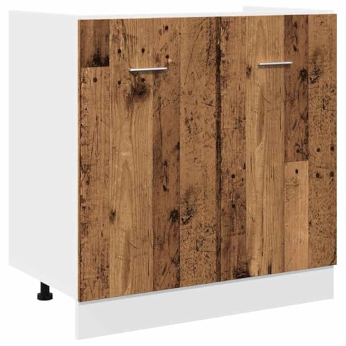 Vidaxl Mobile Sottolavello Legno Antico 80X46X81,5Cm Legno Multistrato, Armadio Inferiore Lavello, Mobiletto Da Cucina, Unità Cucina