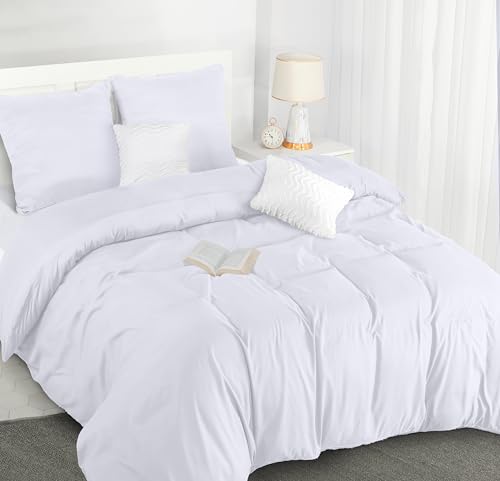 Utopia Bedding Copripiumino Matrimoniale 240X220 - Microfibra Copripiumino 240X220Cm + Federe 65X65Cm - Bianco