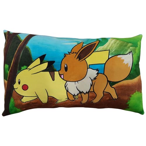 Lyo Hômadict - Cuscino Pokémon – Evoli E Pikachu Bff – Accessori Decorativi – Morbido E Soffice – 60 X 30 Cm – Prodotto Con Licenza Ufficiale