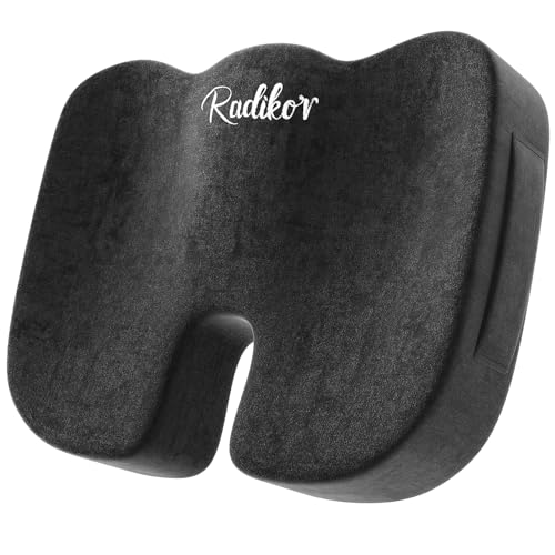 Radikor Cuscino Sedia Ufficio, Cuscino Coccige Ortopedico, Cuscino Sciatica, Ergonomico, Realizzato In Memory Foam, Con Base Antiscivolo, Allevia Il C