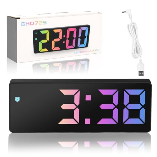 Risvowo Sveglia Digitale, Sveglia Con Display A Led Digitale A Specchio, Sveglia A Batteria Con 12/24 Ore, Modalità Snooze, Data/Della/Temperatura/Usb