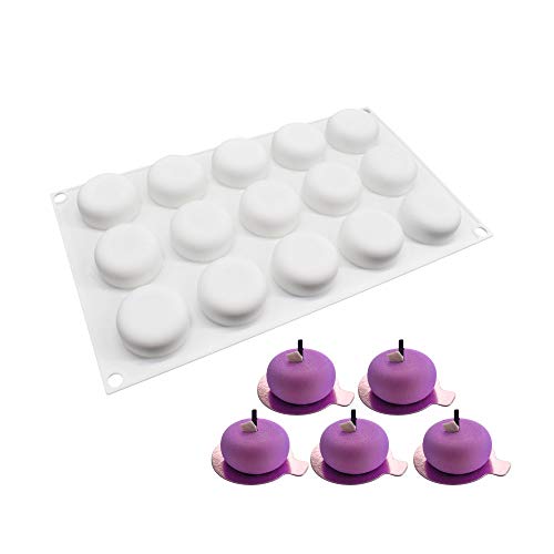 Stampo Silicone Torta Stampi Per Dolci Per Cioccolato Torta Gelatina Cubetti Di Ghiaccio 15 Fori Forma Di Rotonda, Bianco