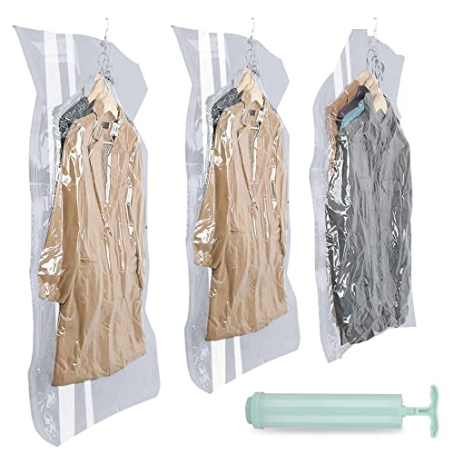 Sacchi Per Sottovuoto - Vestiti Da Appendere (3 Pezzi: 120 X 65 Cm, 105 X 65 Cm, 90 X 65 Cm) - Sacchetti Per Vestiti, Riducono L'80% Dello Spazio. Ide