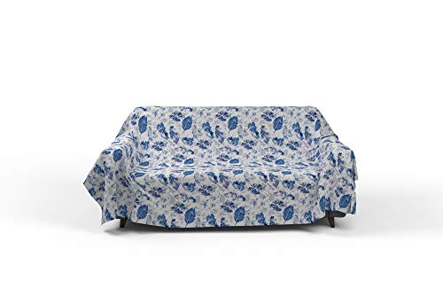 Italian Bed Linen Fantasy Foglie Telo Copritutto Stampato 2 Posti, Microfibra