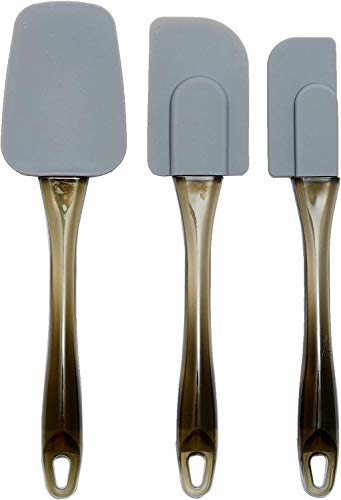 Amazon Basics - Rettangolare Spatole In Silicone, Set Da 3 Pezzi, Grigio, 16.5 Cm