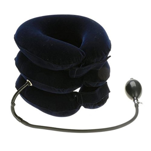Glield Cuscino Ad Aria Per Collo Gonfiabile Trazione Vertebra Cervicale Casa A 3 Strati Qyq01 (Blu)