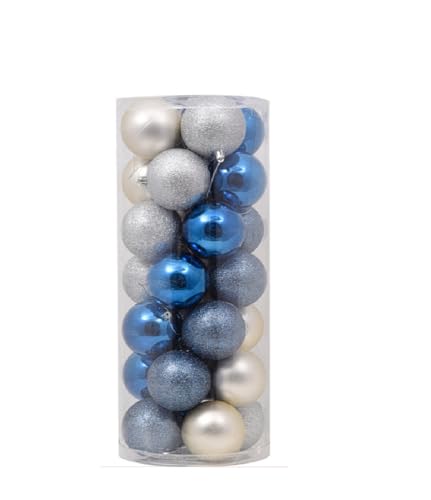 28 Palle A Sfera Palline Cm 8 Per Decorazione Albero Di Natale Blu E Argento Addobbi Pacco Misto Abbinamento Bellissimo