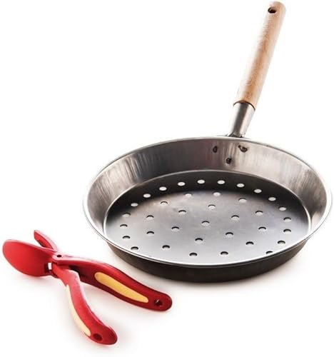 Snips Kit Padella Per Castagne E Tagliacastagne, Padella Castagne 52 X 27 X 4 Cm Diametro 27 Cm, Taglia Castagne, Metallo, Acciaio, Made In Italy
