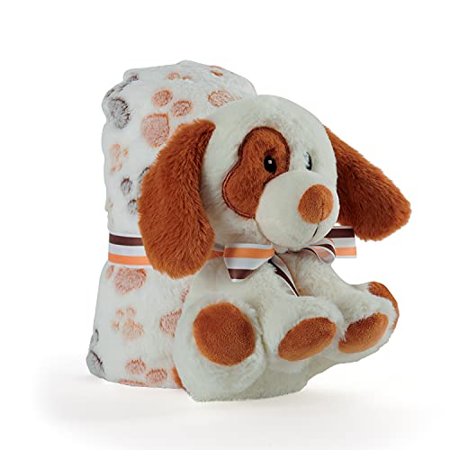 Perletti Coperta Neonato Con Peluche Cane Animale Morbida E Calda - Mussola Bimbo Bimba 0 1 2 3 Anni Con Pupazzo - Plaid Invernale Bambini Bambine Mar
