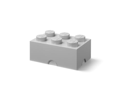 Lego Storage Brick 6 Knobs Medium Grey Storage Box Impilabile 8.47 L - Lego Product, Scatola Portaoggetti In Plastica Con Coperchio, Portaoggetti Da S