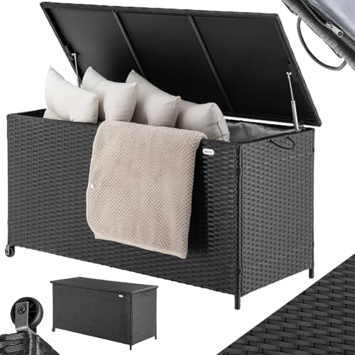 Bakaji Baule Portaoggetti Da Giardino In Polyrattan 420 Litri, Box Da Esterno Impermeabile Resistente Ai Raggi Uv, Cassapanca Xxl Con Ruote Per Traspo