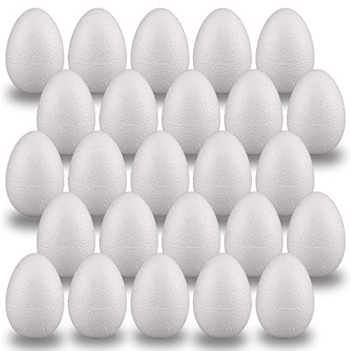 Mce-Commerce Uova Di Polistirolo Da 6 Cm, 25 Pezzi, Per Fai Da Te E Decorazioni Pasquali, Bianco