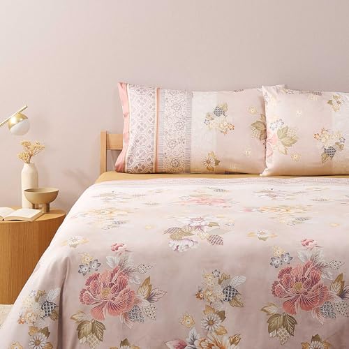 Bassetti Granfoulard Completo Copripiumino Matrimoniale Due Piazze In Raso Di Puro Cotone Sacco Maxi + Lenzuolo Sotto Con Angoli + 2 Federe Hanami 41