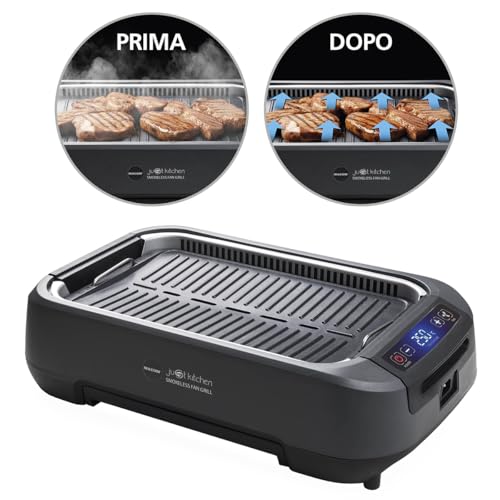 Macom Just Kitchen 849 Smokeless Fan Grill. Indoor/Da Casa. Piastra/Griglia Con Cappa Aspirante Integrata E Doppio Sistema Filtrante, Senza Fumo Senza