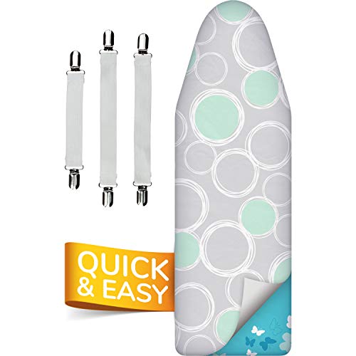 Smart&Gentle Pratico E Morbido Copriasse Da Stiro 125 X 45 Cm - Copri Asse Da Stiro Telo Universale Per Ferri A Vapore, Con 3 Elastici In Dotazione
