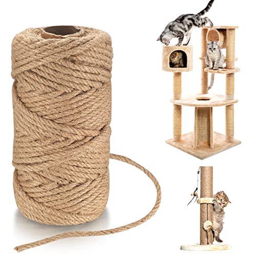 Cordino Di Juta, 6Mm X 50M Juteseil, Sisalseil, Gartenschnur, Paketschnur, Hanfseil, Bastelschnur Reißfest Für Diy Basteln, Kratzbaum, Kunstgewerbe Ga