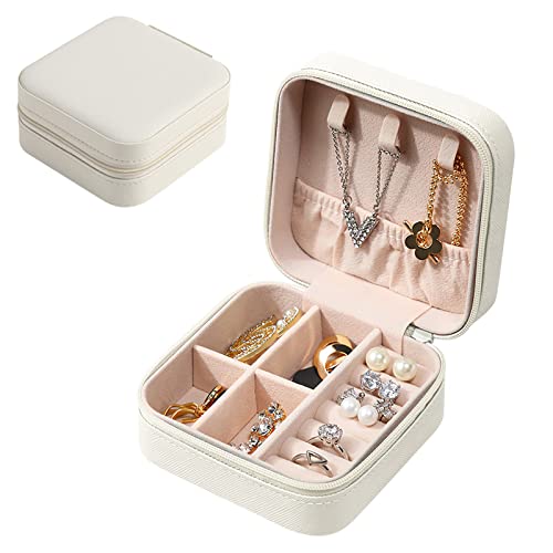Eucomir Portagioie Donna,Piccolo Portagioie Organizzatore Di Portagioie Da Viaggio In Pelle Pu,Scatole Portagioie Portatile Organizzatore Per Riporre