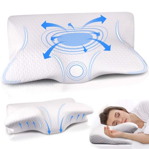 Pqetbv Cuscino Cervicale Per Dormire, Cuscino Per Cervicale Ergonomico Di Sostegno, Cuscino Ortopedico Cervicale In Memory Foam, Per Chi Dorme Sul Fia