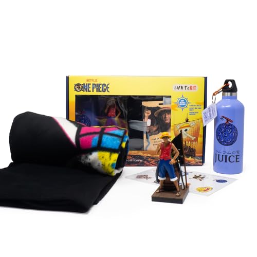 Neamedia Icons Netflix Chill Kit - One Piece, Licenza Ufficiale, Coperta Di Conforto, Statuetta Da Collezione, Borraccia In Acciaio Inox, Lavagna Ades