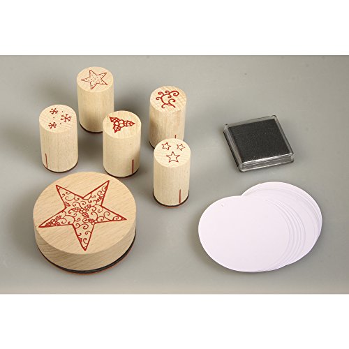 Rayher Mini Timbro Set Inverno Stelle, Legno, Nero, 7.6 X 7.6 X 9.1 Cm, 3 Unità