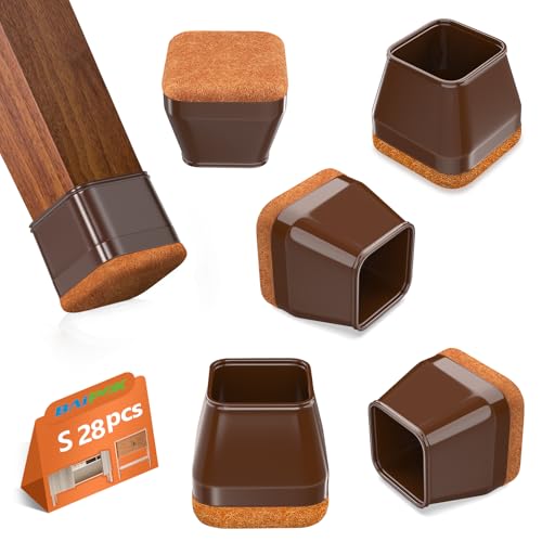 28 Pezzi Gommini Per Sedie, Feltrini Per Sedie Rotondi, Tappi Per Sedie In Silicone Con Feltro, Elastiche Protezione Per Gambe Delle Sedie Per Antigra