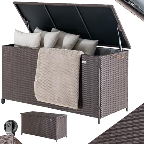 Bakaji Baule Portaoggetti Da Giardino In Polyrattan 420 Litri, Box Da Esterno Impermeabile Resistente Ai Raggi Uv, Cassapanca Xxl Con Ruote Per Traspo