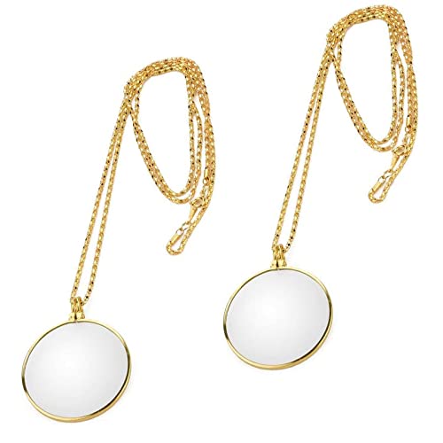Supoetry 2 Pezzi 5X Collana Con Lente Monocolo, Lente D'Ingrandimento Per Collana, Catena A Lente D'Ingrandimento, Per Leggere Libri, Lavoro O Viaggi,