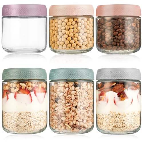 Kuogas Vasetti Vetro Confezione Da 6, Barattoli Vetro Con Coperchio Vite Per Avena Notturna, Insalata, Yogurt, Budino, Chutney, Marmellata,Per La Prep
