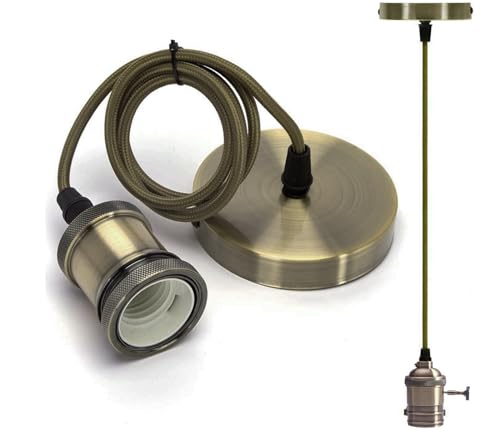 Clicled Portalampada Vintage Verde Effetto Metallo 2M Attacco E27 Industrial 60W