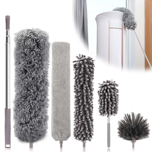 Collazoey 6 Pezzi Spolverino Per Polvere, Togli Ragnatele Allungabile 25-252 Cm Cattura-Polvere Telescopico In Microfibra, Scopa Polvere Pulizia Venti