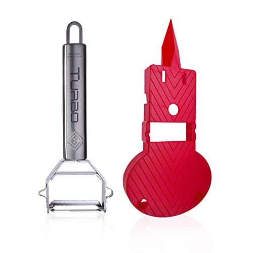 Turbo Pelapatate Combo Plus Con Mandolina, Colore Rosso