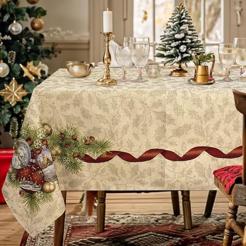 Tovaglia Natalizia In Gobelin Copritavolo Natale Nastri 6 Posti 6978