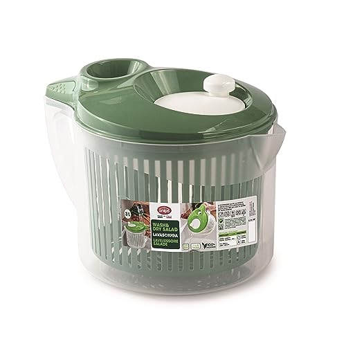 Snips Salad Spinner Lava & Asciuga Centrifuga Per Insalata Con Scolo Dell'Acqua Dal Coperchio |3 Lt | 19,5 X 26,5 X 19 Cm | Colore Verde|Made In Italy