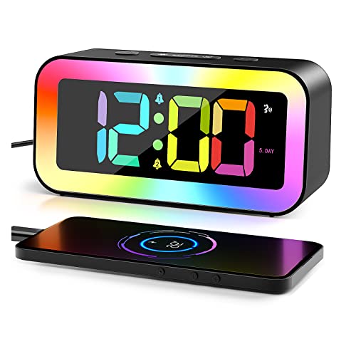 Happhooh Sveglia Da Comodino, Sveglia Digitale Da Comodino Con 2 Allarme, Controllo Vocale, Snooze, Luminosità Regolabile, 12/24H, Usb Ricaricare (Ner
