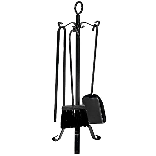 Azard Set Attrezzi Camino Kit Accessori Caminetto Ferro Battuto Pala Pinza Scopa 5 Pz