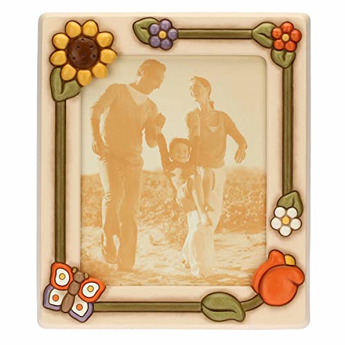 Thun, Portafoto Maxi In Ceramica Decorata A Mano Con Decorazioni Floreali, Linea Country, 29.5X34.5X2 Cm, Spazio Foto 21.5X25.6 Cm