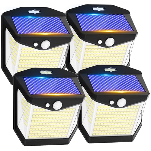 Luci Led Esterno Giardino Solare - 248 Led Luce Esterno Con Pannello Solari Con Sensore Da Movimento 3 Modos 270° Illuminazione Lampada Solare Da Este