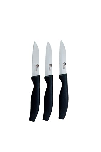 Pradel Excellence Essenziels - Set Di 3 Coltelli Per Ufficio, Lama In Ceramica Su Carta, Colore: Nero