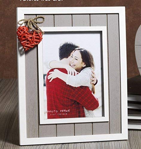 Cornice Portafoto Legno Shabby Chic Con Cuore Rosso