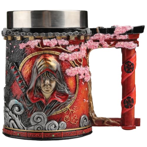 Nemesis Now Assassin'S Creed Shadows - Boccale Da Birra In Resina, Arancione, Ufficiale Assassin'S Creed, Inserto Rimovibile In Acciaio Inossidabile,