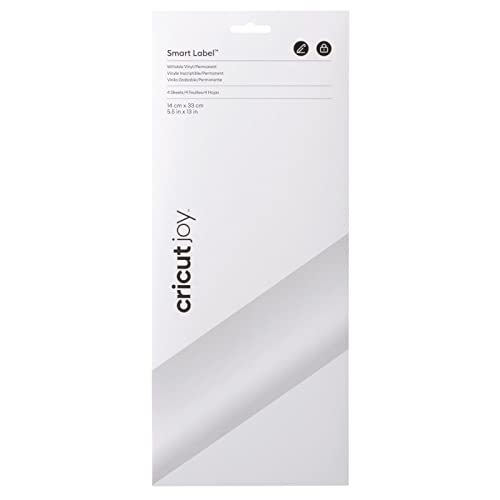 Cricut Writable Joy Etichetta Smart Vinyl Permanent | Bianco | 33 Cm 4 X Fogli Di Vinile Autoadesivo | Da Utilizzare Con La Gioia, 33Cm (13"), 4 Unità