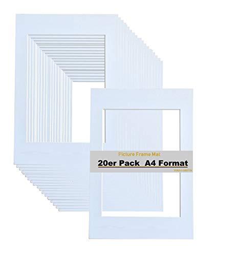 Tuka-I-Akut 20X Passe-Partout Da A4 (Per Foto Da 20X30 Cm), Senza Acidi E Resistente All'Invecchiamento, Passepartout Per Inquadrare Foto, Poster, Sta