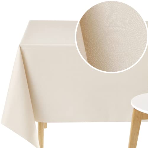 Kp Home Tovaglia Plastificata Rettangolare 140X200 Copritavolo Motivo A Trattino Astratto Linee Tovaglia Pvc Beige 6 Posti Tovaglia Plastica Cucina La