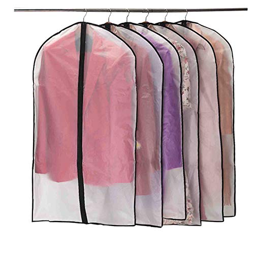 Niviy Copriabiti Antipolvere Custodia Porta Abiti Impermeabili E Anti Umidità Con Cerniera Per Camicia Costumi Cappotti 6 Pezzi 60 X 100 Cm (Nero)