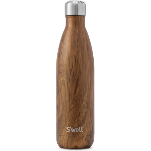 S'Well Original Water Bottle, Teakwood, 500Ml. Bottiglia Per Bevande Isolata Sottovuoto Che Mantiene Le Bevande Fredde E Calde - Bottiglia Di Idratazi