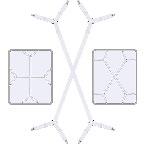 Monofresh Elastici Ferma Lenzuola, Bretelle Per Lenzuola, 2 Pezzi Clip Lenzuola Regolabili, 3-Modi Triangolo Cinghie Lenzuolo Con Clip In Metallo Per 