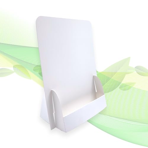 Thefoldstands 5 Supporti Pieghevoli Per Volantini "Blanc Design" Ecologici Per Volantini Din A5, 14,8 X 21 Cm, Verticale, Porta Opuscoli In Cartone Ec
